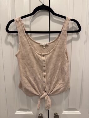 Express Beige Tie-Front Tank Top